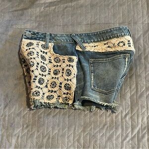 Free‎ people denim lace front shorts women’s size 26 NWOT
